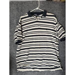 Polo Ralph Lauren Rugby Shirt Mens XXL Blue White Striped Short Sleeve